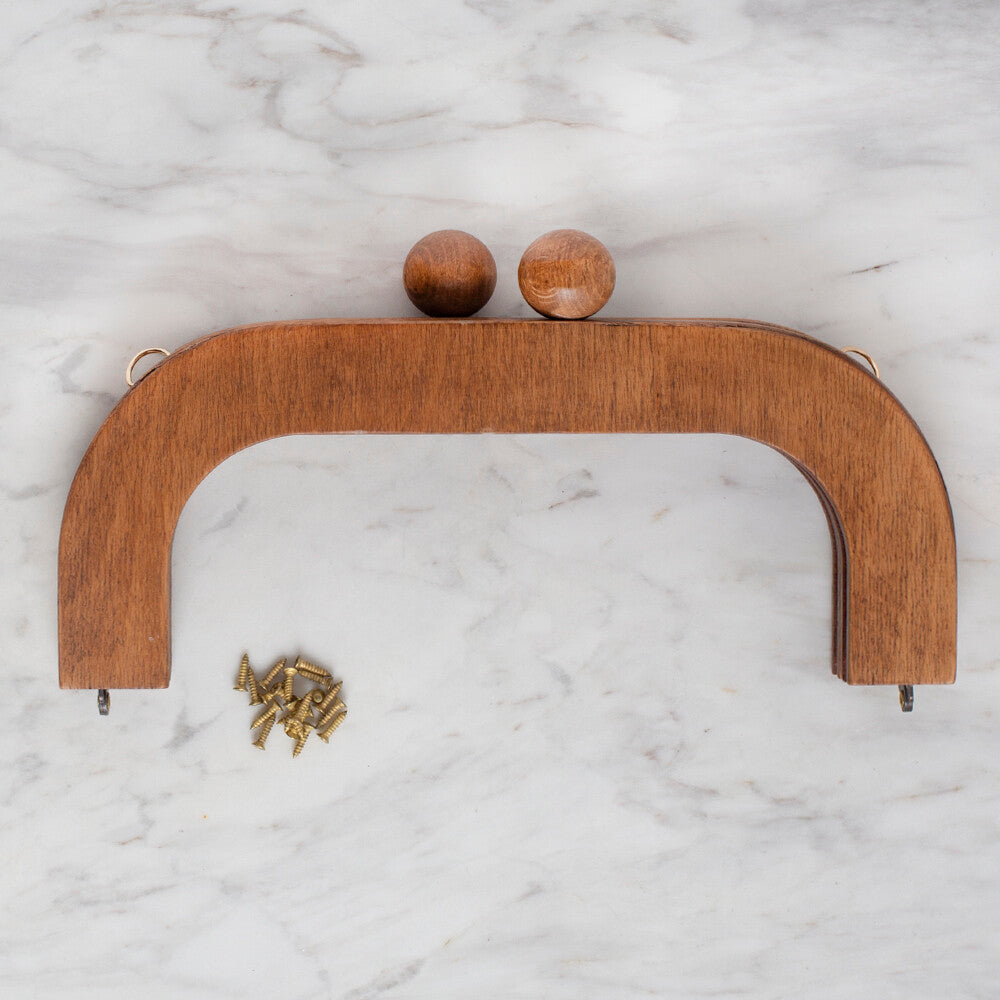 Loren Ahşap Çanta Klipsi 22 CM Kahverengi